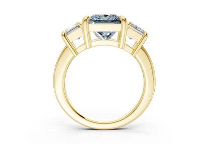 Valencia Blue Diamond Three Stone Princess Cut 2mm Engagement Ring