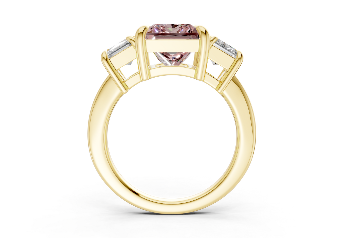 Valencia Pink Diamond Three Stone Princess Cut 2mm Engagement Ring