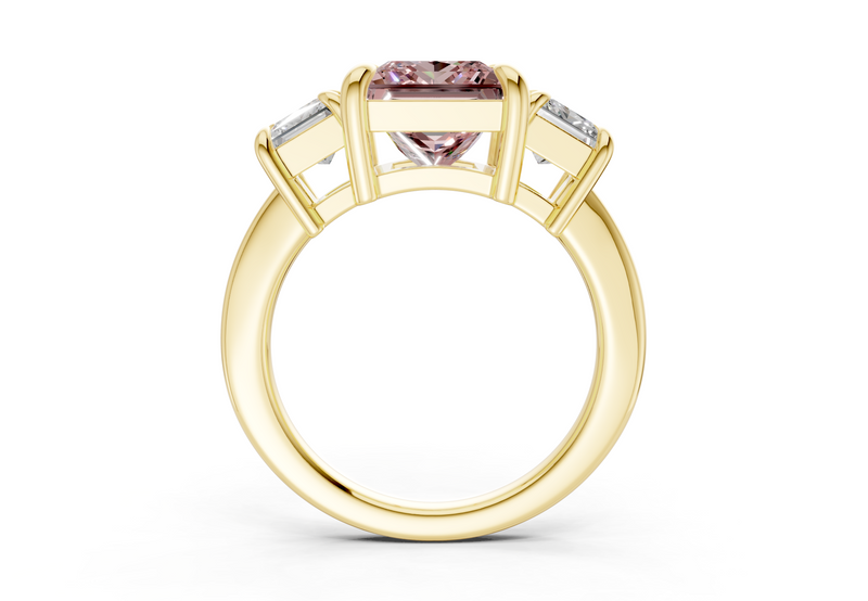 Valencia Pink Diamond Three Stone Princess Cut 2mm Engagement Ring