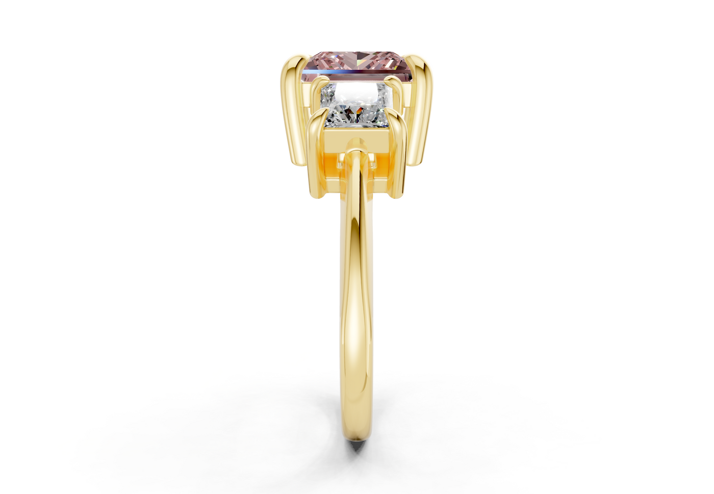 Valencia Pink Diamond Three Stone Princess Cut 2mm Engagement Ring