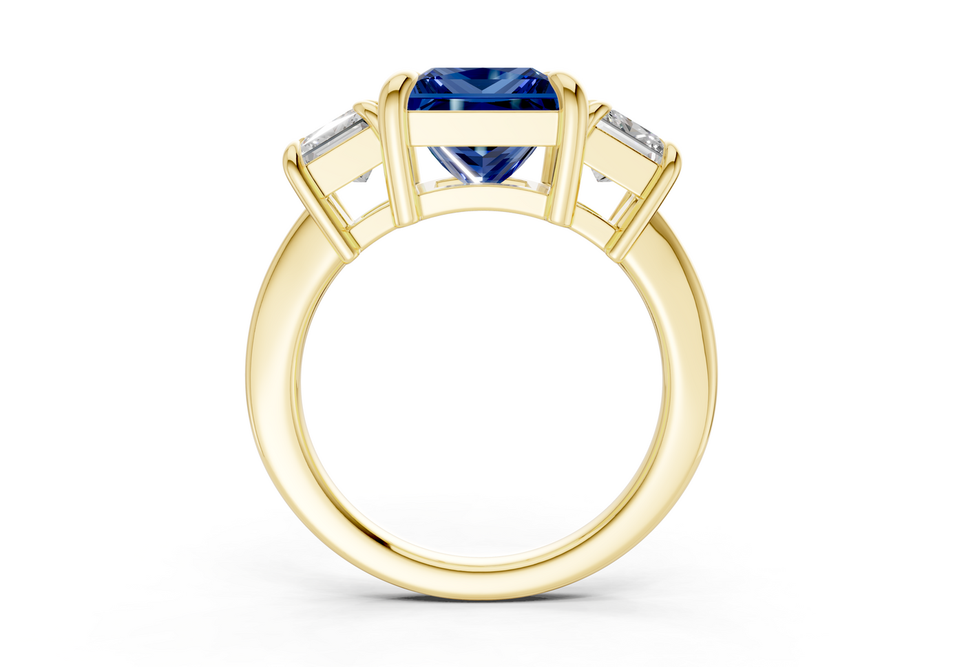 Valencia Sapphire Gemstone Three Stone Princess Cut 2mm Engagement Ring