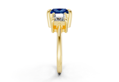Valencia Sapphire Gemstone Three Stone Princess Cut 2mm Engagement Ring