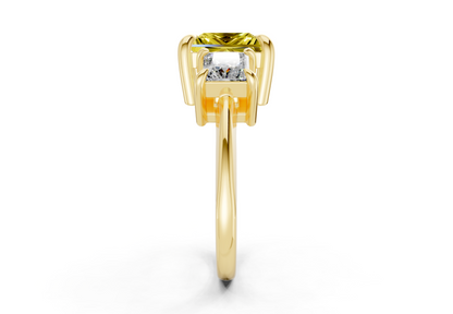 Valencia Yellow Diamond Three Stone Princess Cut 2mm Engagement Ring