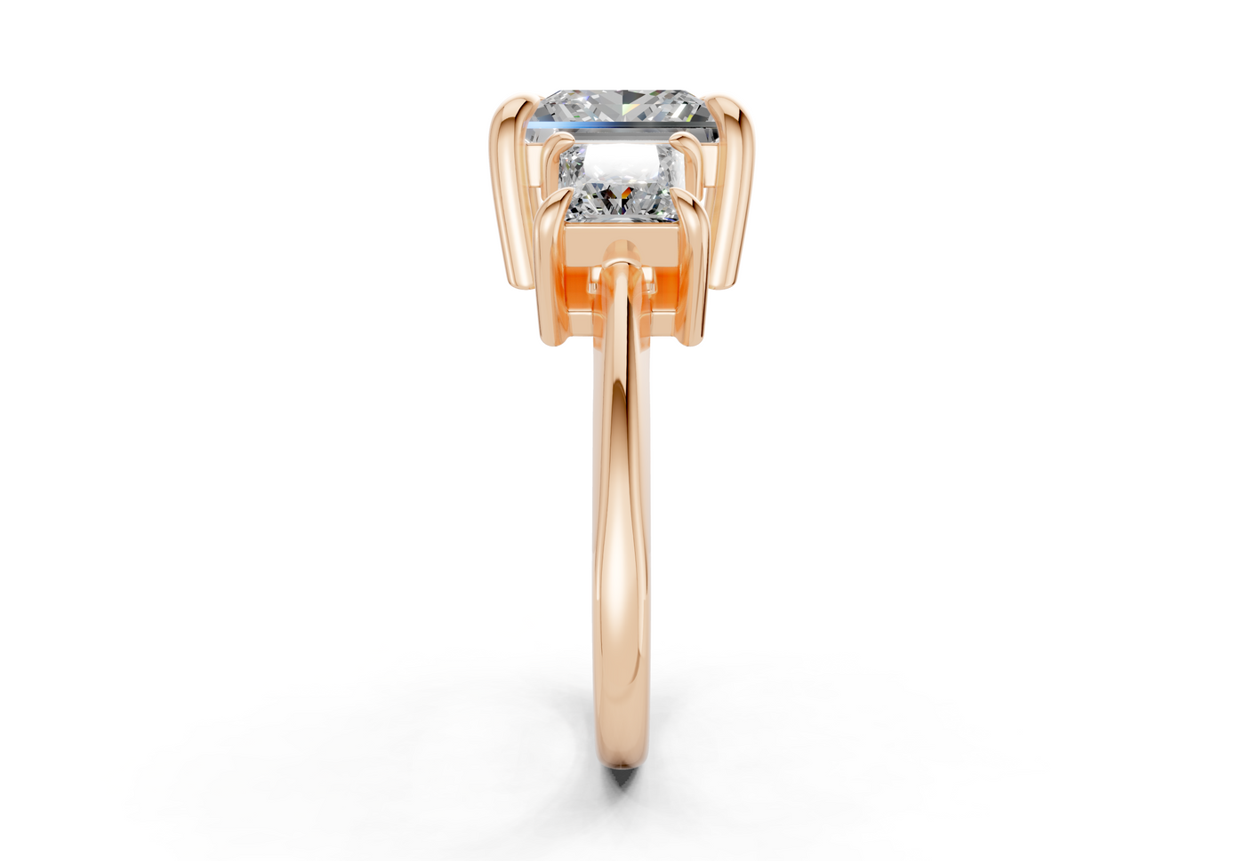 Valencia Diamond Three Stone Princess Cut 2mm Engagement Ring