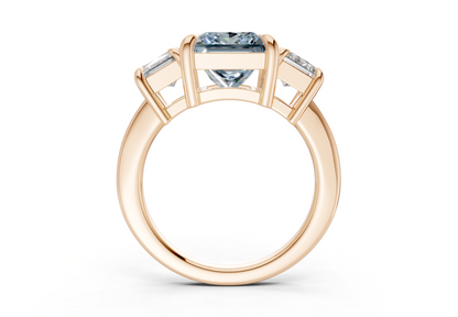 Valencia Blue Diamond Three Stone Princess Cut 2mm Engagement Ring