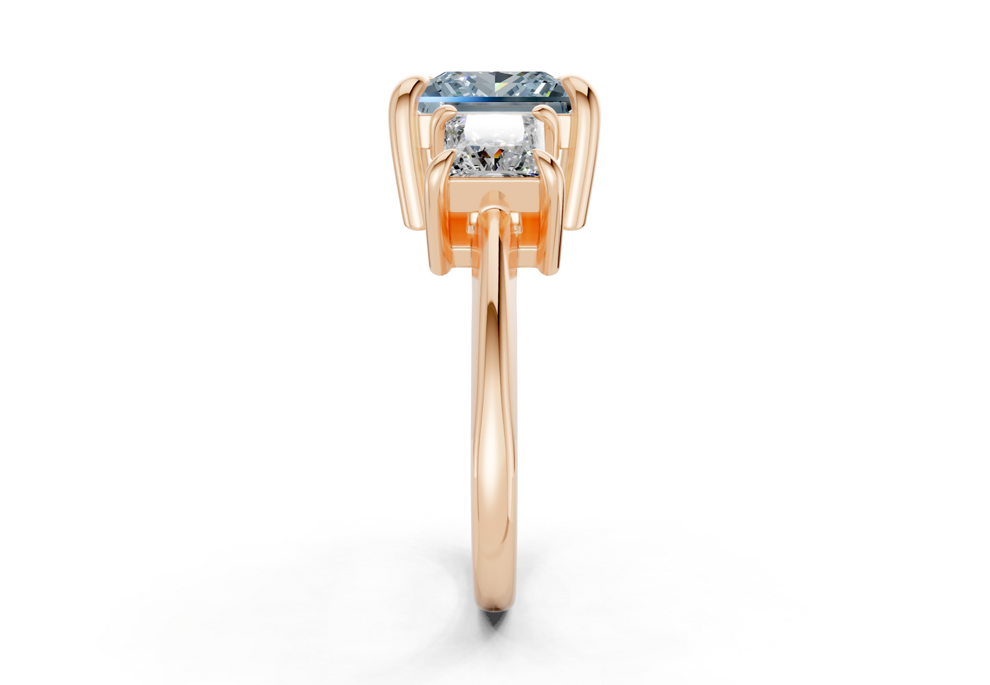 Valencia Blue Diamond Three Stone Princess Cut 2mm Engagement Ring