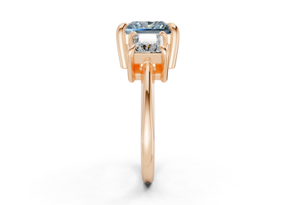 Valencia Blue Diamond Three Stone Princess Cut 2mm Engagement Ring