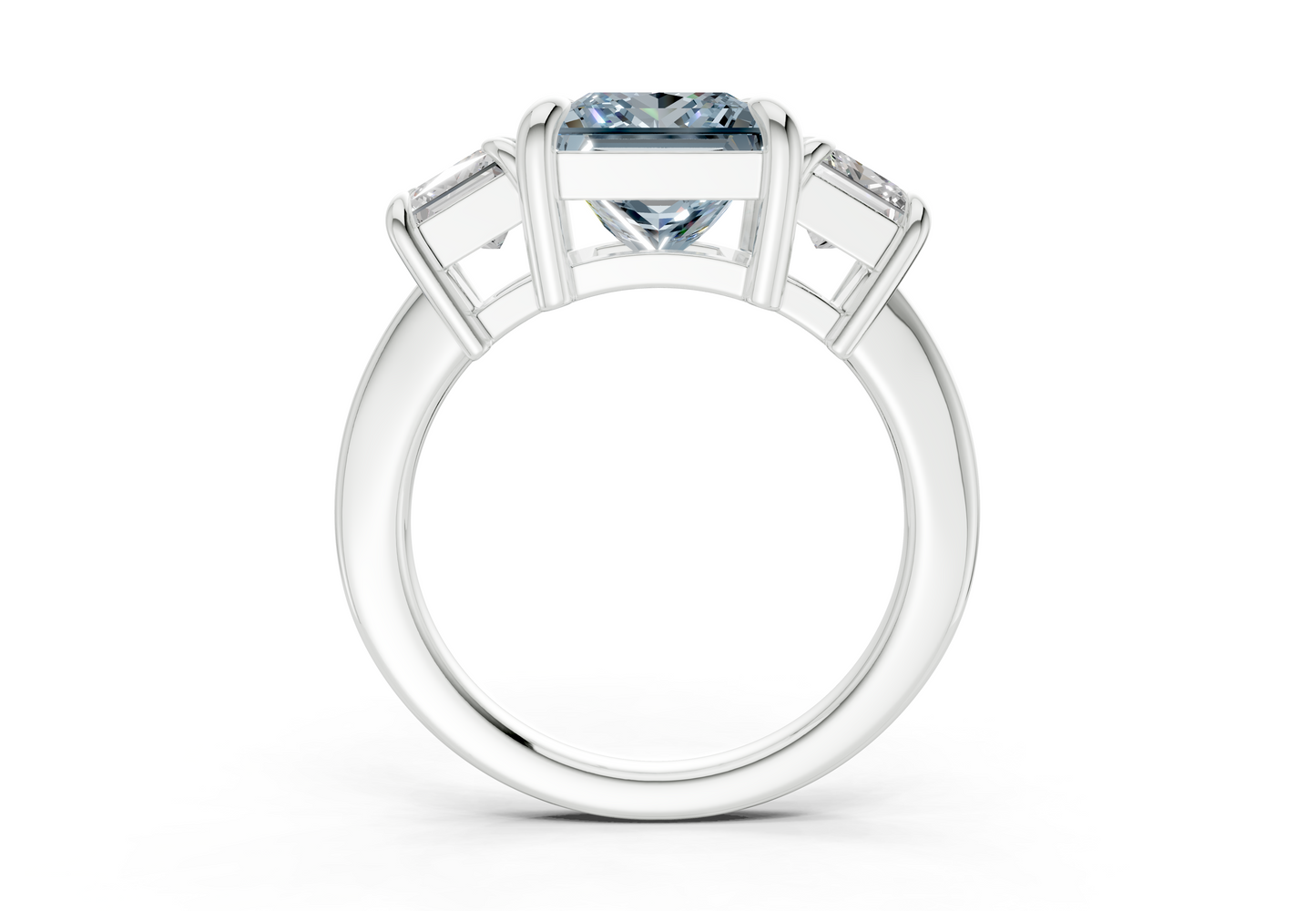 Valencia Blue Diamond Three Stone Princess Cut 2mm Engagement Ring
