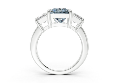 Valencia Blue Diamond Three Stone Princess Cut 2mm Engagement Ring