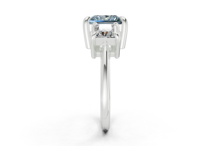 Valencia Blue Diamond Three Stone Princess Cut 2mm Engagement Ring
