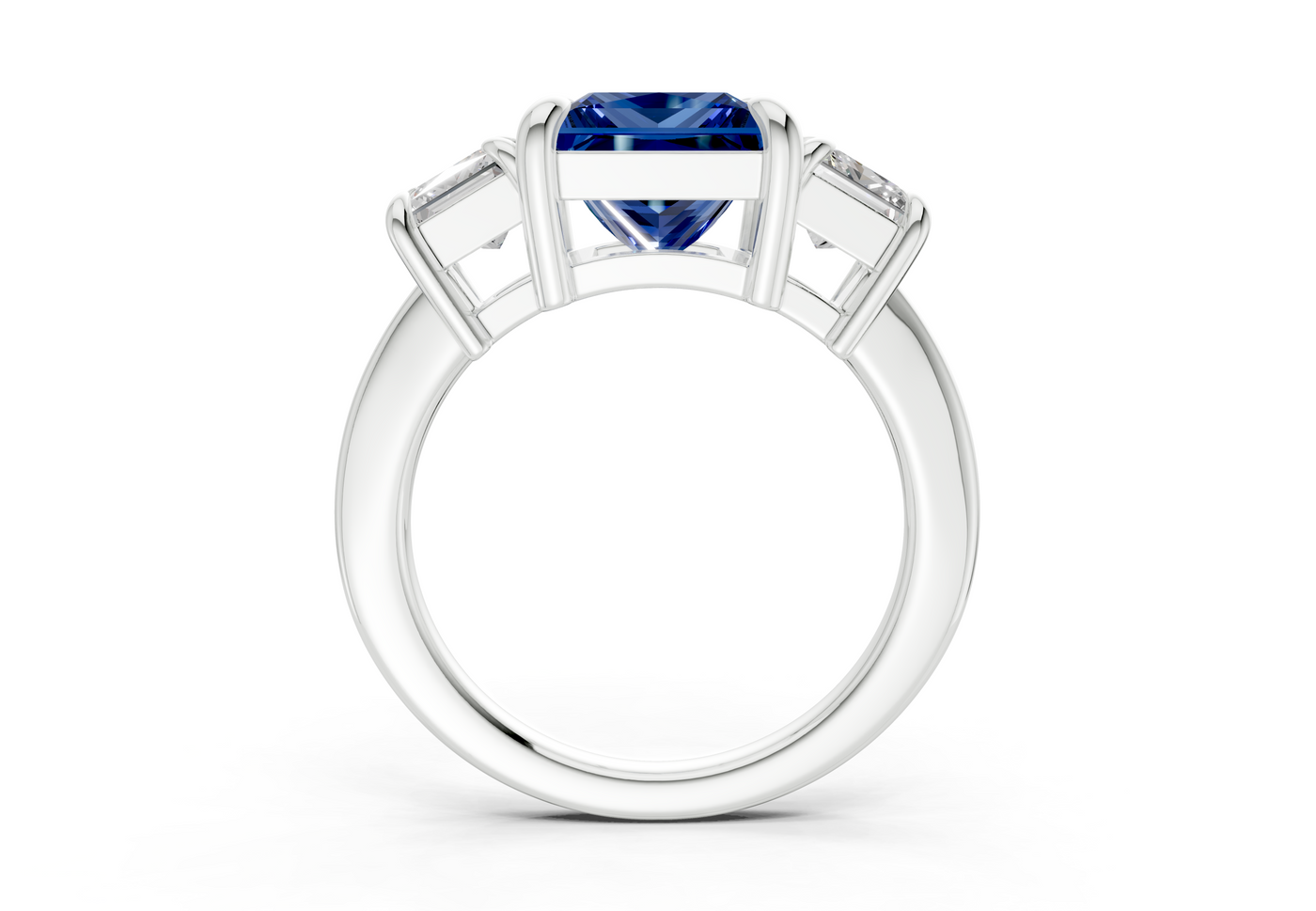 Valencia Sapphire Gemstone Three Stone Princess Cut 2mm Engagement Ring