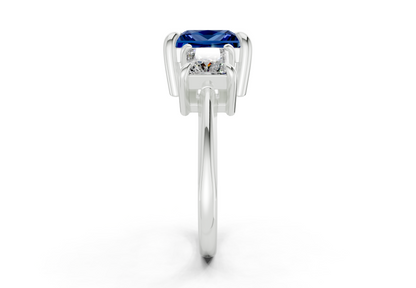 Valencia Sapphire Gemstone Three Stone Princess Cut 2mm Engagement Ring