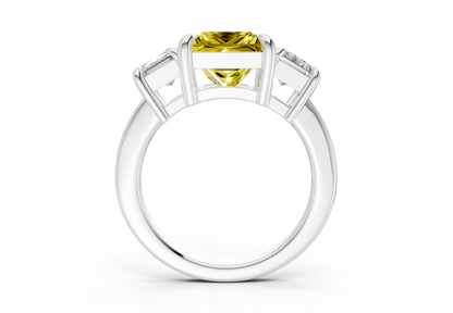 Valencia Yellow Diamond Three Stone Princess Cut 2mm Engagement Ring