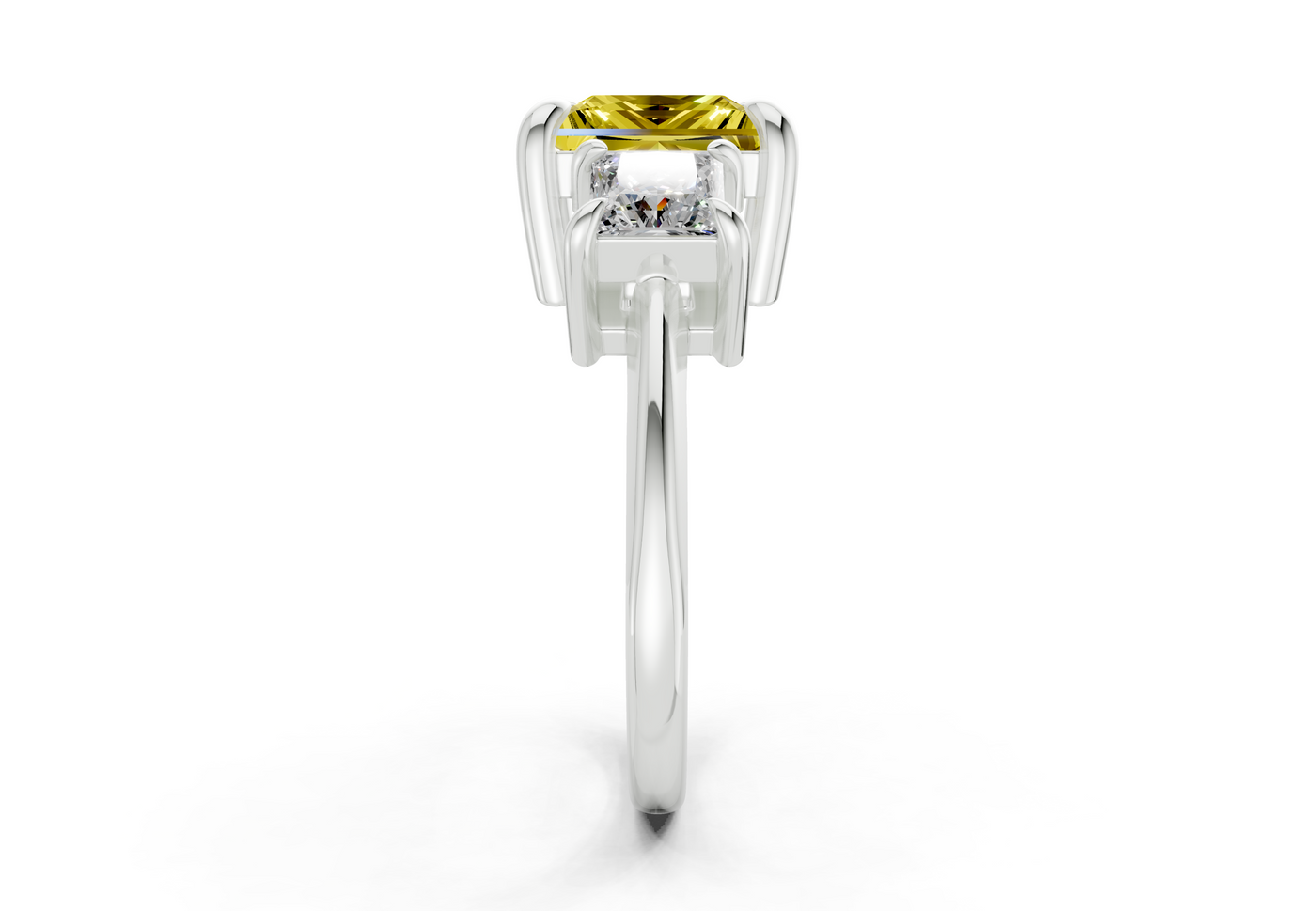 Valencia Yellow Diamond Three Stone Princess Cut 2mm Engagement Ring