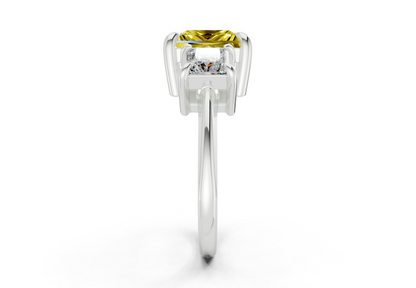 Valencia Yellow Diamond Three Stone Princess Cut 2mm Engagement Ring