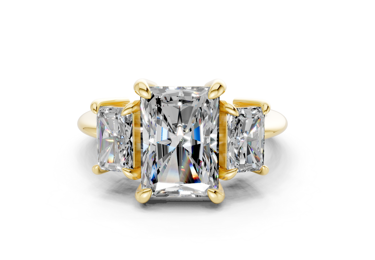 Valencia Diamond Three Stone Radiant Cut 2mm Engagement Ring