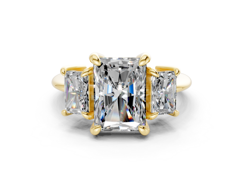 Valencia Diamond Three Stone Radiant Cut 2mm Engagement Ring