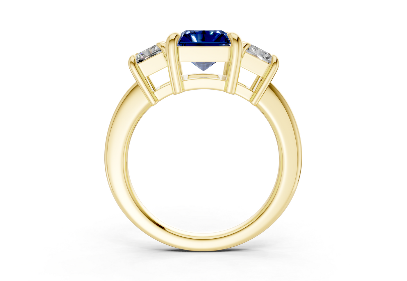Valencia Sapphire Gemstone Three Stone Radiant Cut 2mm Engagement Ring