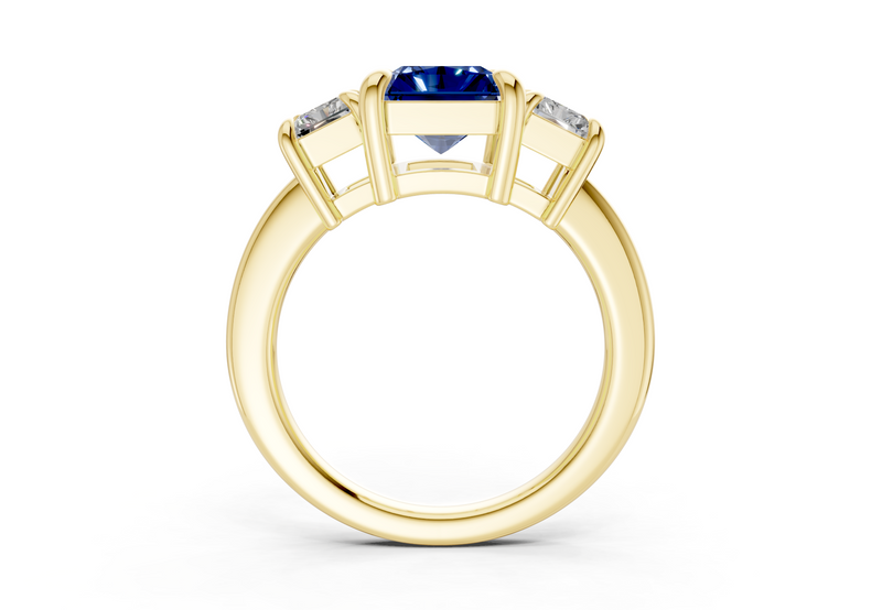 Valencia Sapphire Gemstone Three Stone Radiant Cut 2mm Engagement Ring