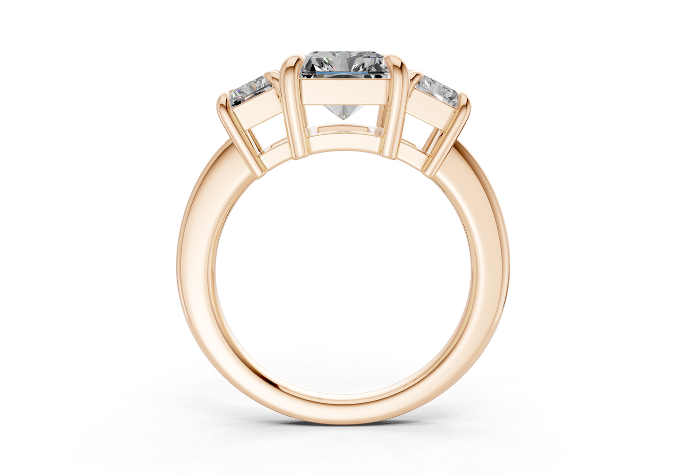 Valencia Diamond Three Stone Radiant Cut 2mm Engagement Ring