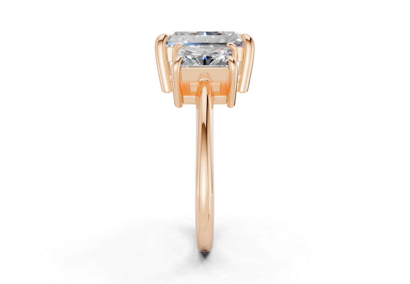 Valencia Diamond Three Stone Radiant Cut 2mm Engagement Ring
