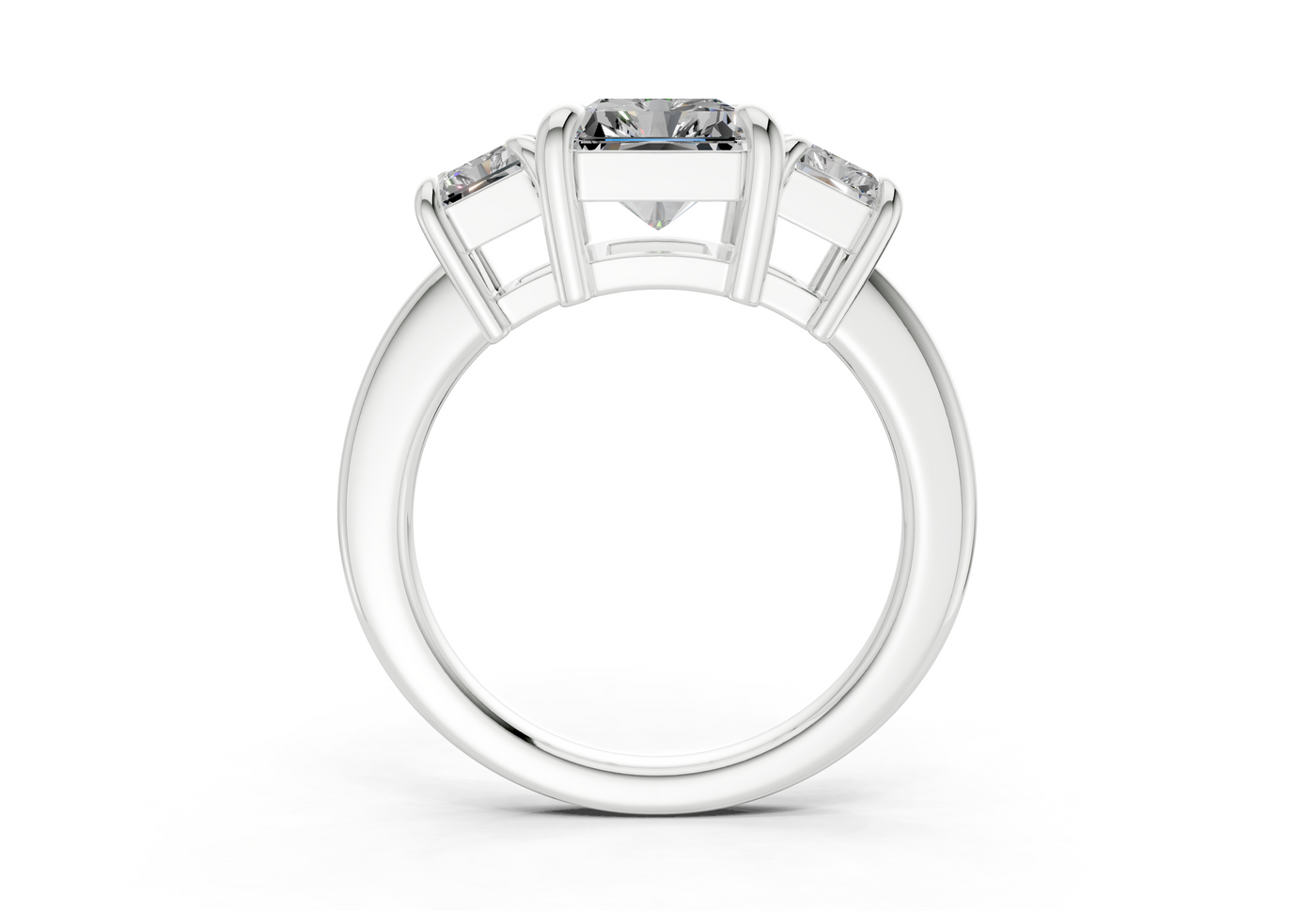 Valencia Diamond Three Stone Radiant Cut 2mm Engagement Ring