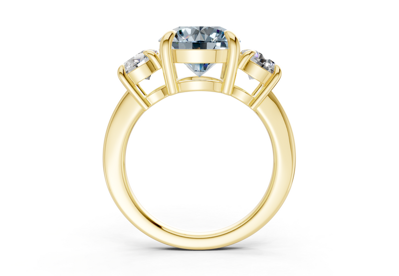 Valencia Blue Diamond Three Stone Round Cut 2mm Engagement Ring