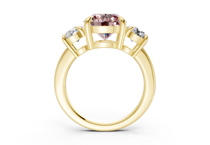 Valencia Pink Diamond Three Stone Round Cut 2mm Engagement Ring