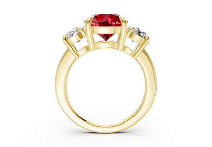 Valencia Ruby Gemstone Three Stone Round Cut 2mm Engagement Ring