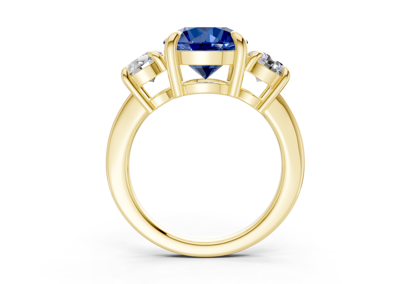 Valencia Sapphire Gemstone Three Stone Round Cut 2mm Engagement Ring