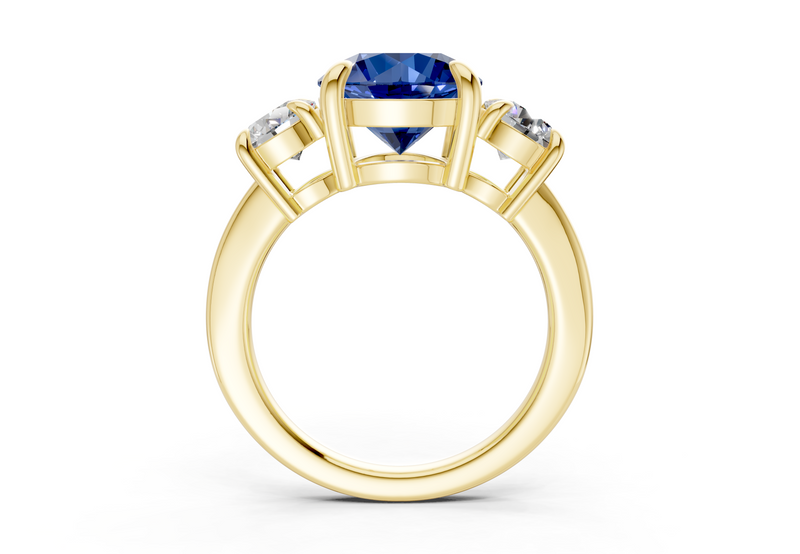 Valencia Sapphire Gemstone Three Stone Round Cut 2mm Engagement Ring