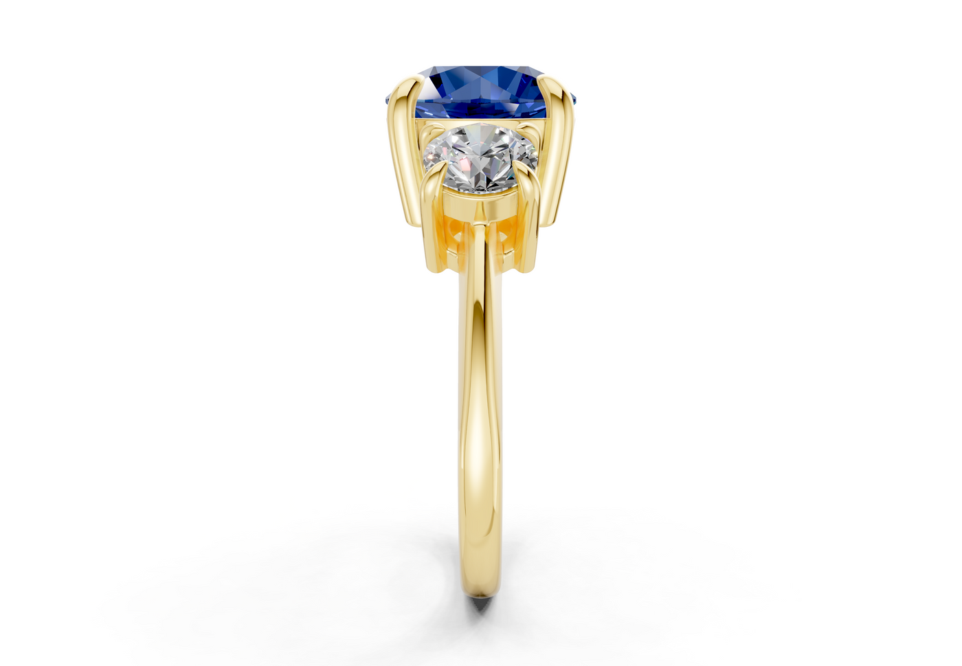Valencia Sapphire Gemstone Three Stone Round Cut 2mm Engagement Ring