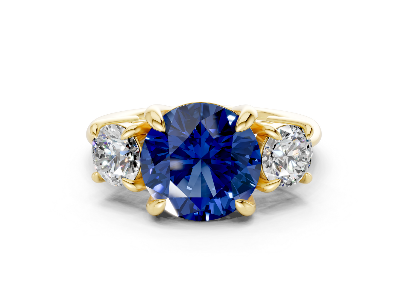 Valencia Sapphire Gemstone Three Stone Round Cut 2mm Engagement Ring