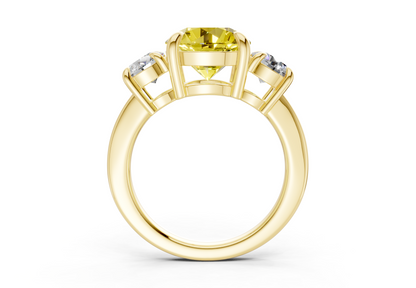 Valencia Yellow Diamond Three Stone Round Cut 2mm Engagement Ring