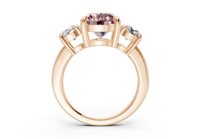 Valencia Pink Diamond Three Stone Round Cut 2mm Engagement Ring