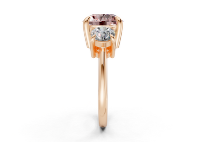 Valencia Pink Diamond Three Stone Round Cut 2mm Engagement Ring
