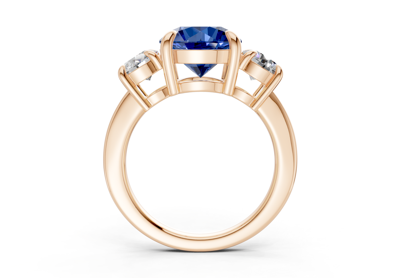 Valencia Sapphire Gemstone Three Stone Round Cut 2mm Engagement Ring