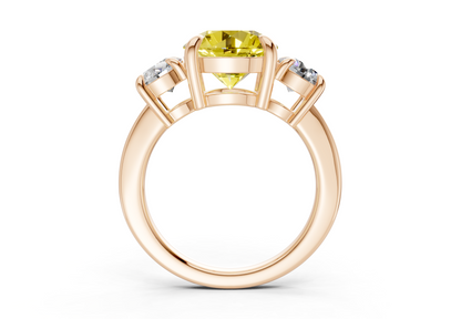 Valencia Yellow Diamond Three Stone Round Cut 2mm Engagement Ring