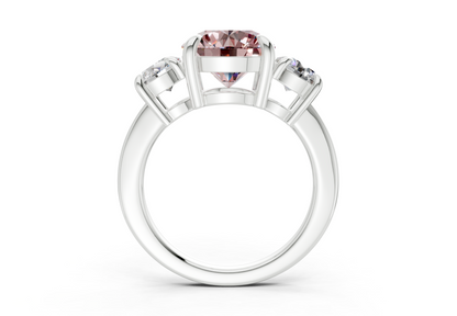 Valencia Pink Diamond Three Stone Round Cut 2mm Engagement Ring