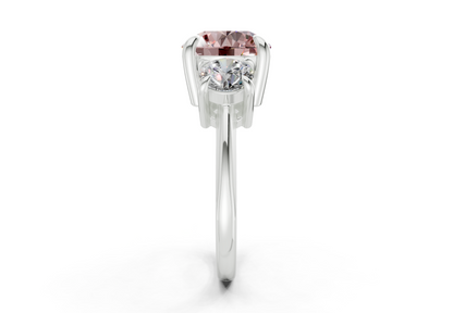 Valencia Pink Diamond Three Stone Round Cut 2mm Engagement Ring