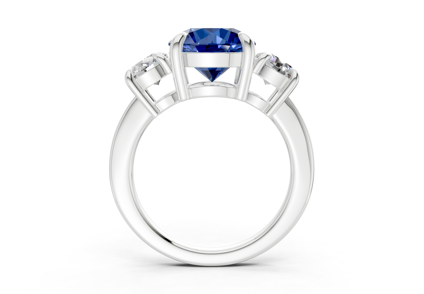 Valencia Sapphire Gemstone Three Stone Round Cut 2mm Engagement Ring