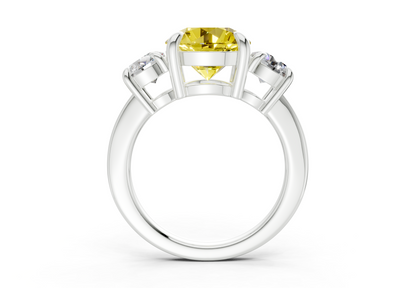 Valencia Yellow Diamond Three Stone Round Cut 2mm Engagement Ring