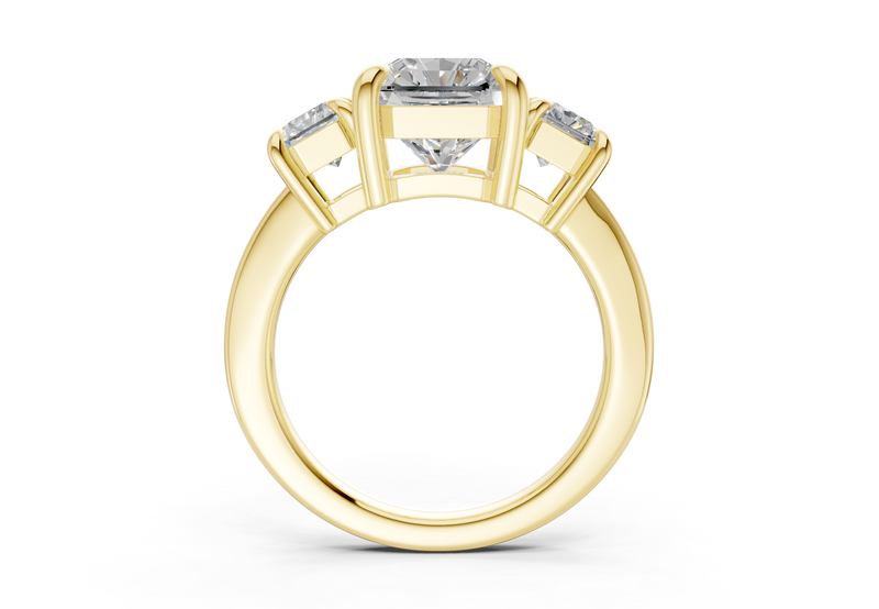 Valencia Diamond Three Stone Radiant Square Cut 2mm Engagement Ring