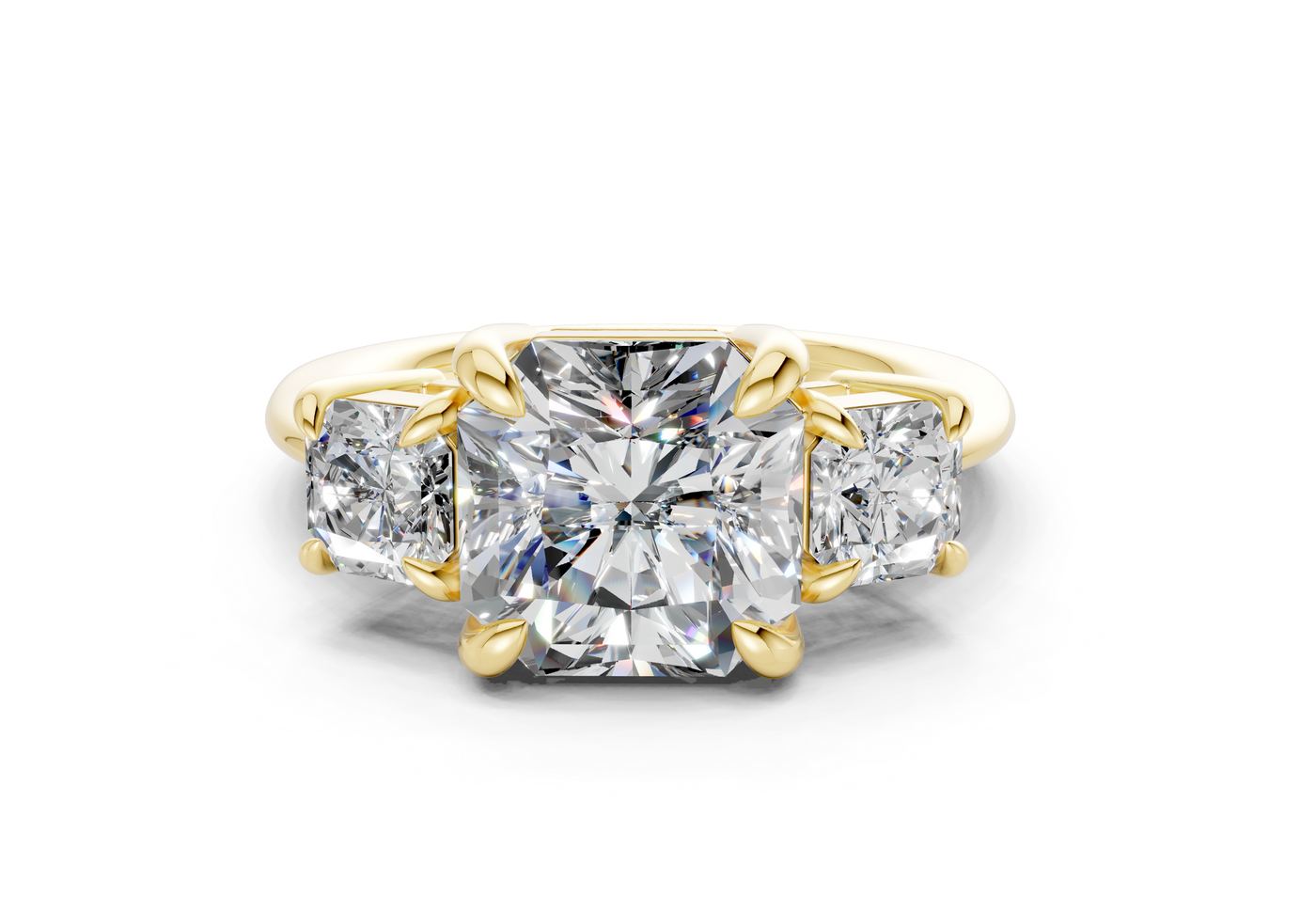 Valencia Diamond Three Stone Radiant Square Cut 2mm Engagement Ring