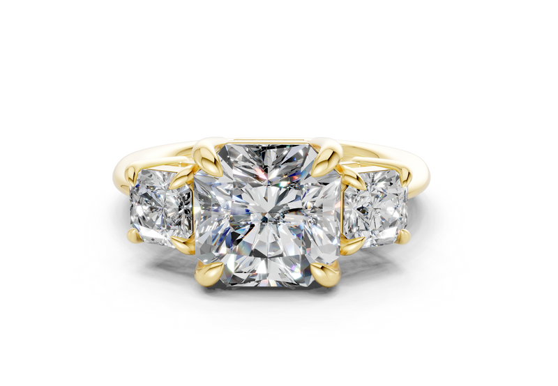 Valencia Diamond Three Stone Radiant Square Cut 2mm Engagement Ring