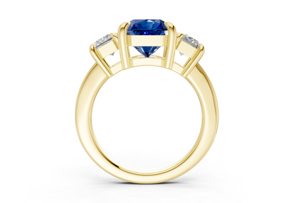 Valencia Sapphire Gemstone Three Stone Radiant Square Cut 2mm Engagement Ring