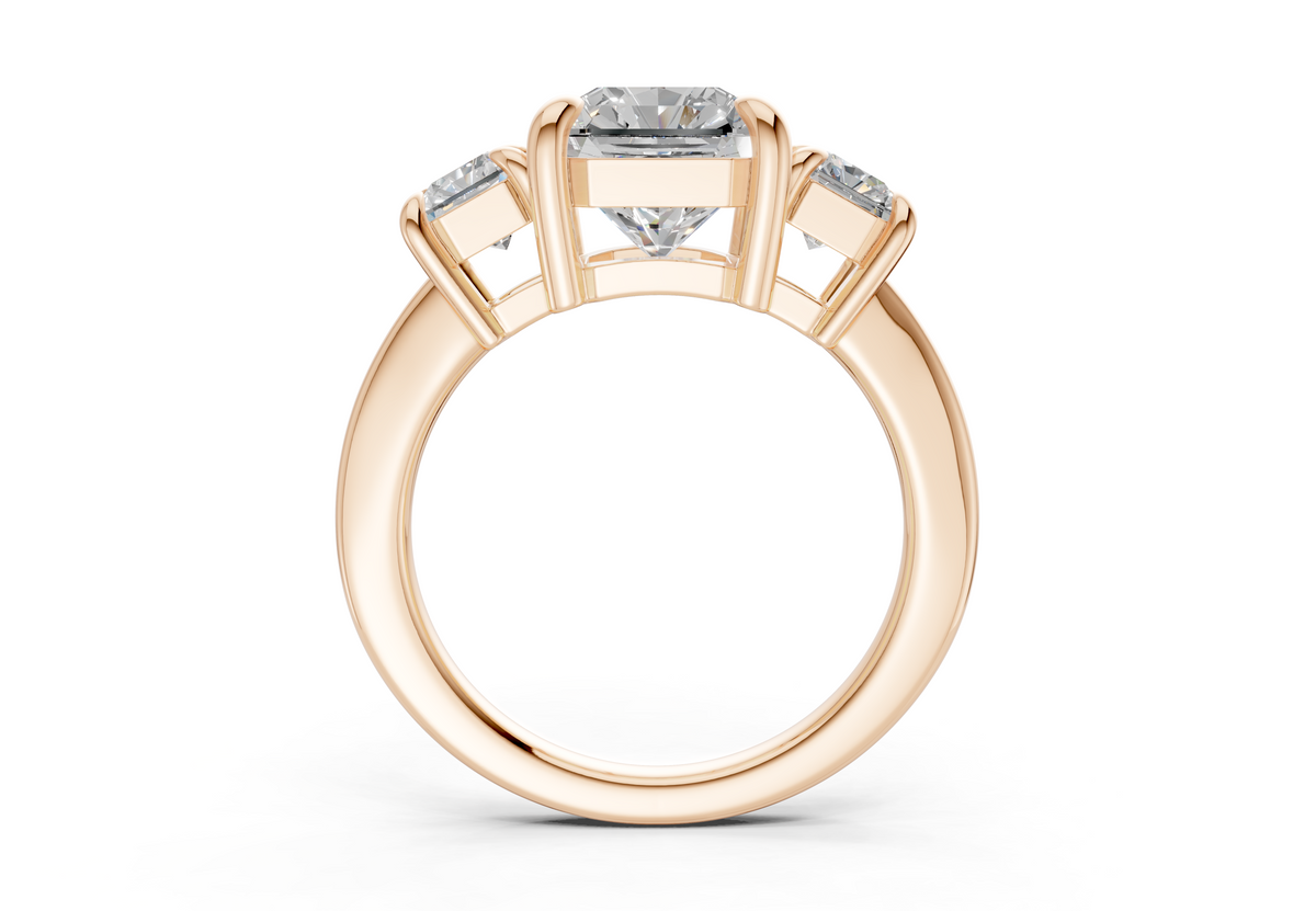 Valencia Diamond Three Stone Radiant Square Cut 2mm Engagement Ring
