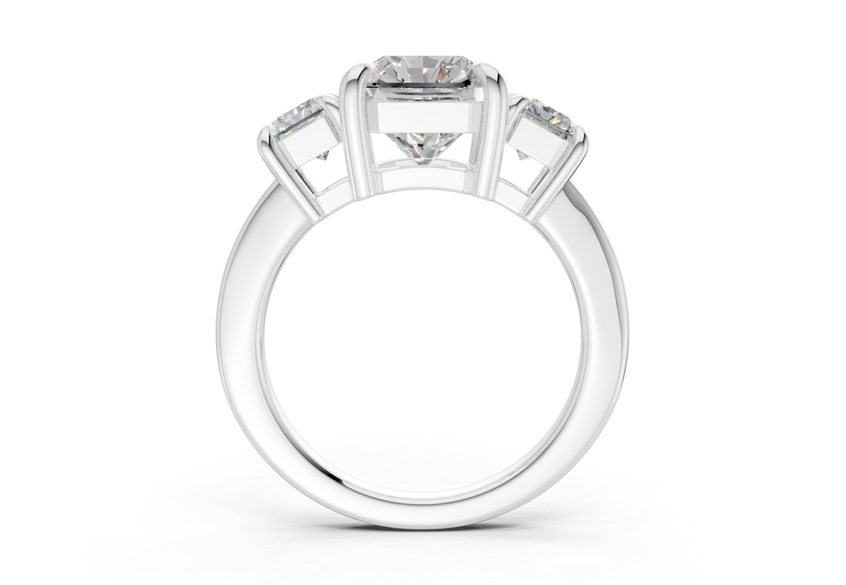 Valencia Diamond Three Stone Radiant Square Cut 2mm Engagement Ring