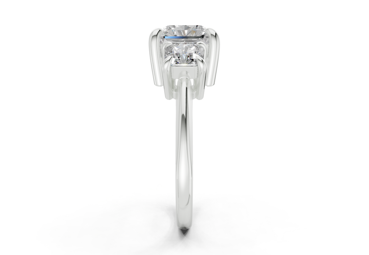Valencia Diamond Three Stone Radiant Square Cut 2mm Engagement Ring
