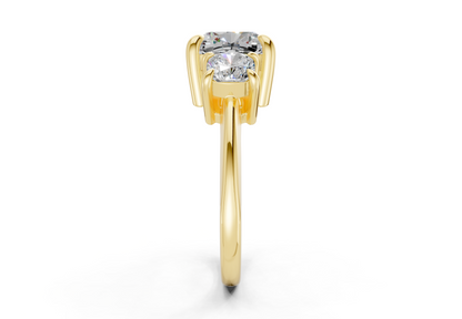 Valencia Diamond Three Stone Cushion Square Cut 2mm Engagement Ring